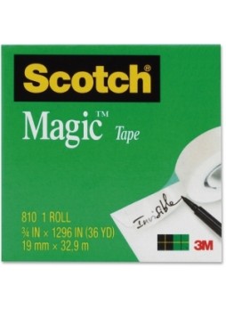 Scotch 810341296 Magic Invisible Tape, 0.75" x 36yd, 1" core, Writable Surface, clear, 1 roll, each